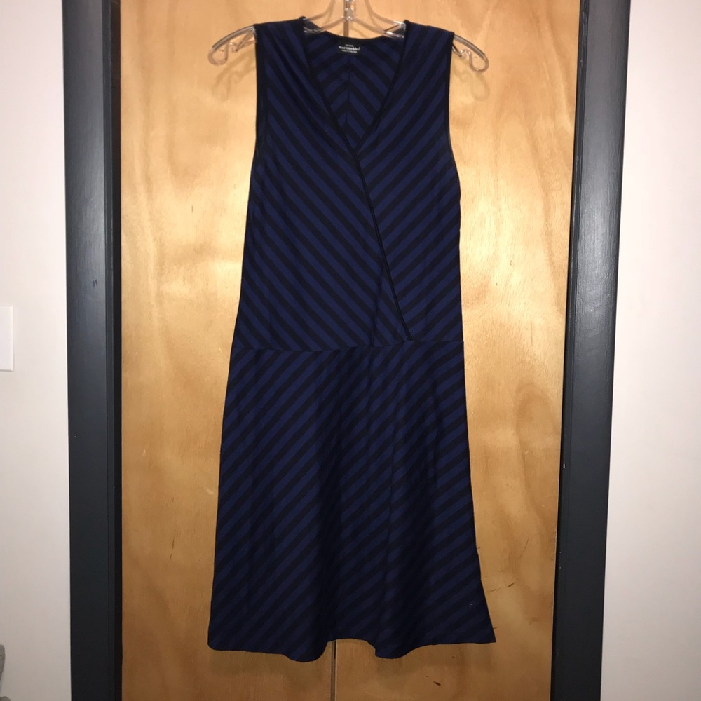 Marimekko black and blue striped dress